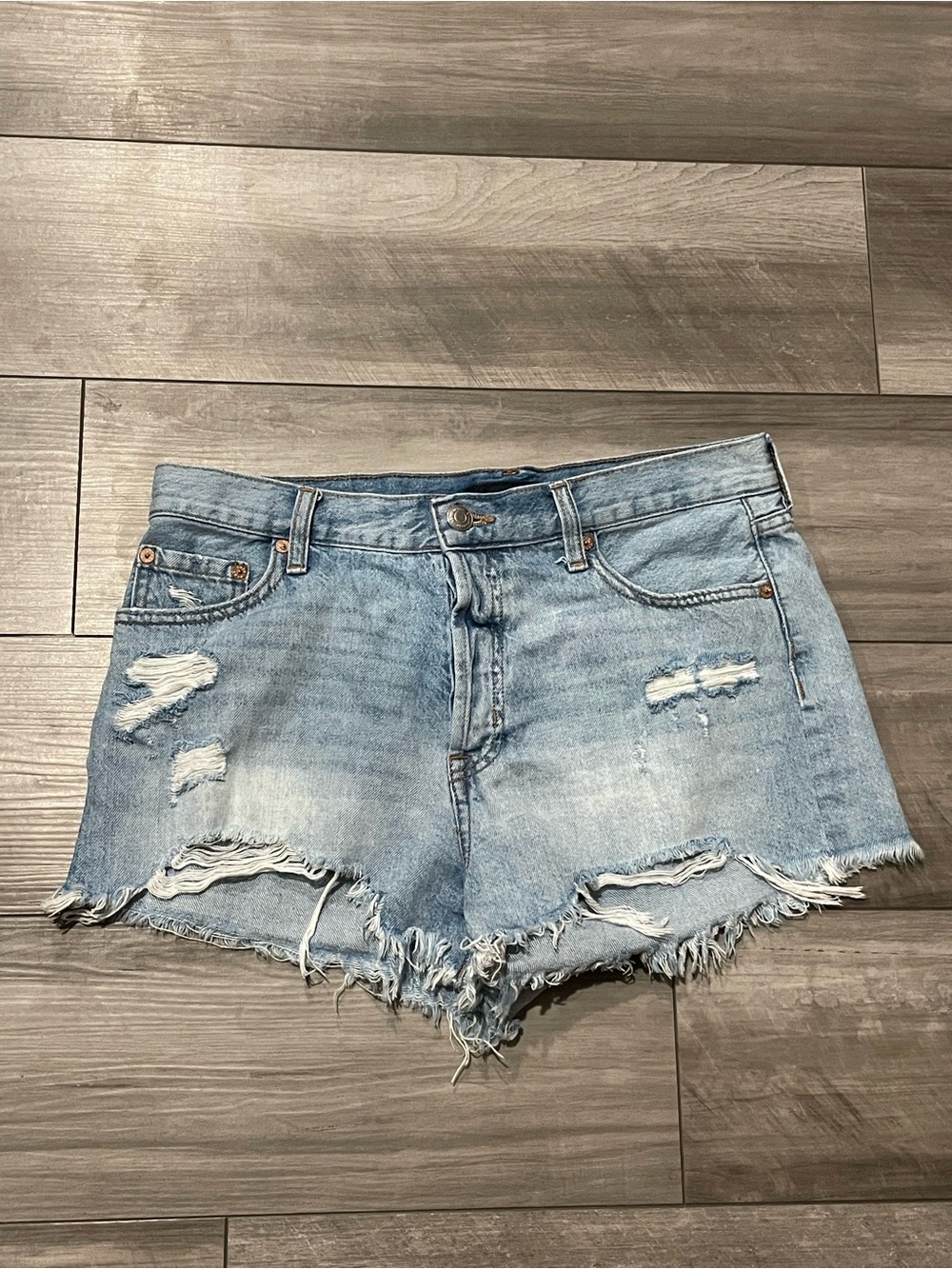 Aeropostale Light Blue Ripped/Distressed Denim Cutoff Shorts